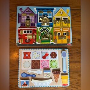 Melissa & Doug Multi-Color Lock Board and Ice Cream Matching Puzzle